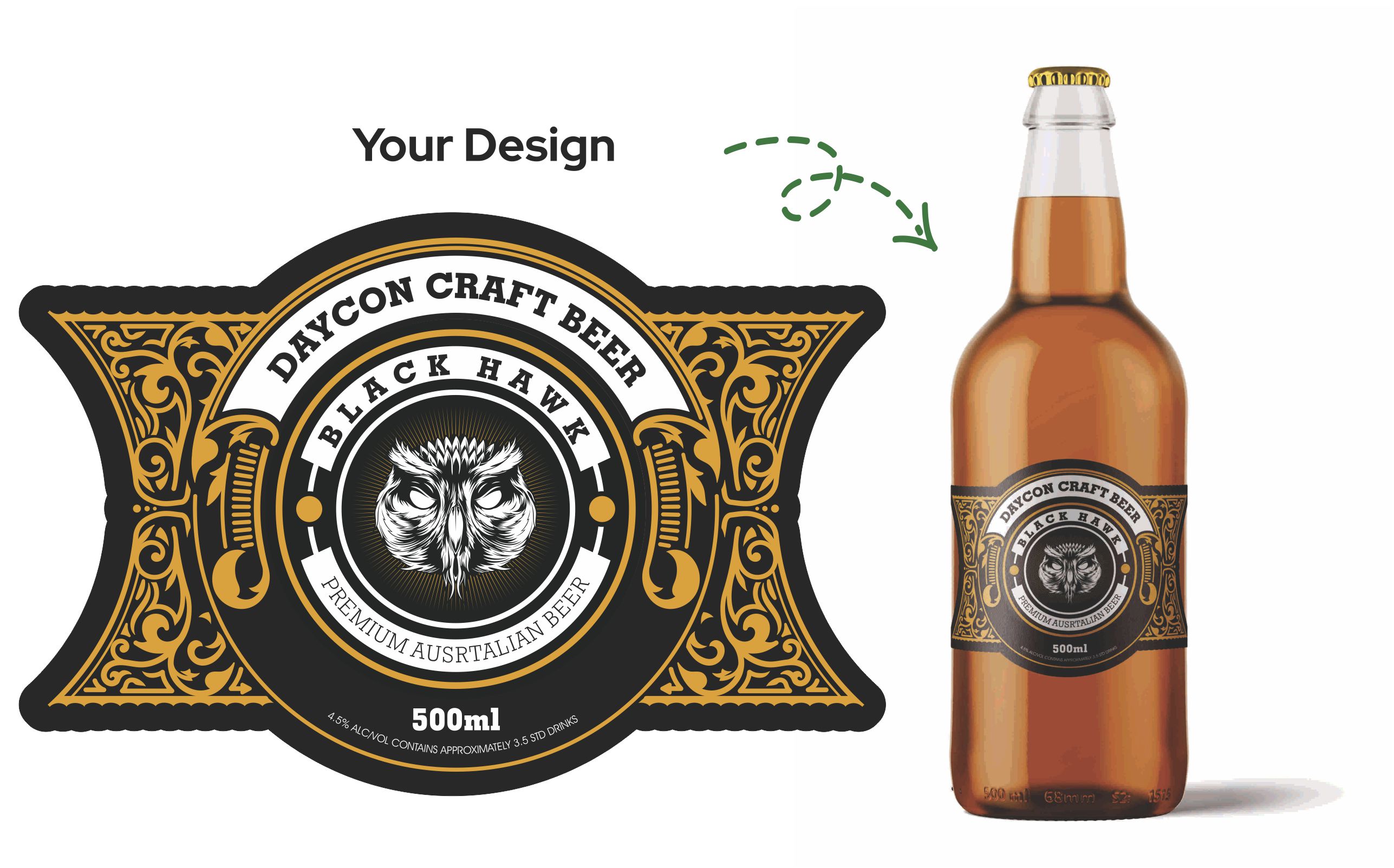 Your artwork printed onto labels for your product